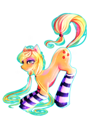 Size: 2480x3507 | Tagged: safe, artist:minamikoboyasy, applejack, g4, clothes, female, high res, socks, solo, striped socks