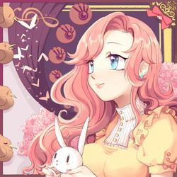 Size: 800x800 | Tagged: safe, artist:siam, angel bunny, fluttershy, bird, human, g4, female, humanized, pixiv, solo