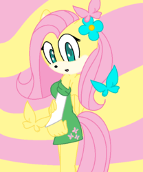 Size: 539x649 | Tagged: safe, artist:jupiterthehedgehog22, fluttershy, anthro, g4, crossover, female, solo, sonic the hedgehog (series), species swap