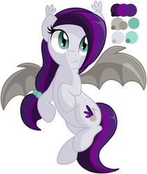 Size: 1280x1517 | Tagged: safe, artist:furrgroup, oc, oc only, oc:sweet hum, bat pony, pony, color palette, floating, flying, simple background, solo, white background
