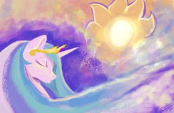 Size: 1111x719 | Tagged: safe, artist:blindcoyote, princess celestia, g4, eyes closed, female, solo, traditional art, watercolor painting