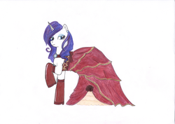 Size: 2317x1644 | Tagged: safe, artist:soul-logic, rarity, g4, alternate hairstyle, clothes, dress, female, solo, traditional art