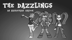 Size: 1191x670 | Tagged: safe, artist:scobionicle99, color edit, adagio dazzle, aria blaze, sonata dusk, equestria girls, g4, my little pony equestria girls: rainbow rocks, black and white, grayscale, monochrome, the dazzlings