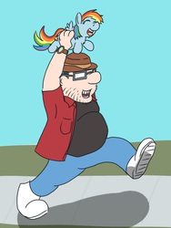 Size: 1536x2048 | Tagged: safe, artist:fluffsplosion, rainbow dash, fluffy pony, human, brony, fat, fluffydash, neckbeard