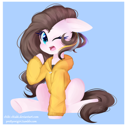 Size: 600x596 | Tagged: safe, artist:chokico, oc, oc only, earth pony, pony, clothes, female, hoodie, mare, solo, yawn