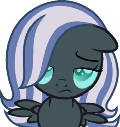 Size: 400x424 | Tagged: safe, artist:archerinblue, oc, oc only, oc:nightdrop, g4, frown, magical lesbian spawn, offspring, parent:oc:nyx, parent:oc:snowdrop, parents:oc x oc, parents:snownyx, simple background, solo, transparent background, unamused
