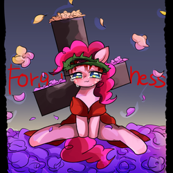 Size: 900x900 | Tagged: safe, artist:marihico, pinkie pie, earth pony, pony, g4, blood, christianity, cross, crown of thorns, crucifix, crucifixion, crying, female, forgiveness, jesus christ, pinkie pie is god, pony jesus, religious focus, religious headcanon, solo