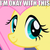 Size: 540x540 | Tagged: safe, screencap, fluttershy, pegasus, pony, g4, green isn't your color, caption, cute, female, happy, i'm okay with this, image macro, looking at you, mare, meme, reaction image, shyabetes, smiling, solo, staring into your soul, text