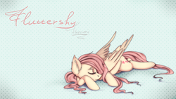 Size: 1920x1080 | Tagged: safe, artist:horami, fluttershy, g4, female, sleeping, solo