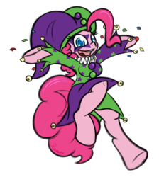 Size: 1344x1500 | Tagged: safe, artist:ramott, pinkie pie, earth pony, anthro, g4, arm hooves, daily dose, female, jester, ruff (clothing), simple background, solo, transparent background