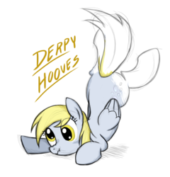 Size: 899x938 | Tagged: safe, artist:natsu714, derpy hooves, pegasus, pony, g4, backbend, cute, female, mare, scrunchy face, simple background, solo, transparent background