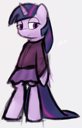 Size: 942x1475 | Tagged: safe, artist:mang, twilight sparkle, g4, clothes, female, skirt, solo