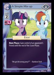 Size: 372x520 | Tagged: safe, enterplay, rainbow dash, twilight sparkle, g4, my little pony collectible card game, the crystal games, ccg