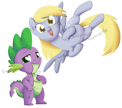 Size: 765x675 | Tagged: safe, artist:impydoo, derpy hooves, spike, pegasus, pony, g4, female, mare