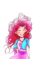 Size: 700x950 | Tagged: safe, artist:zat, pinkie pie, equestria girls, g4, beautiful, blushing, cute, diapinkes, eyes closed, female, happy, simple background, smiling, solo, white background