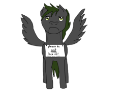 Size: 1300x1000 | Tagged: safe, artist:patec, oc, oc only, oc:xormak, grumpy, sign, simple background, solo, transparent background