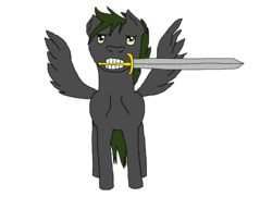 Size: 1300x1000 | Tagged: safe, artist:patec, oc, oc only, oc:xormak, mouth hold, simple background, solo, sword, transparent background