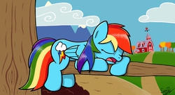 Size: 1900x1040 | Tagged: safe, artist:sheandog, rainbow dash, g4, female, sleeping, solo