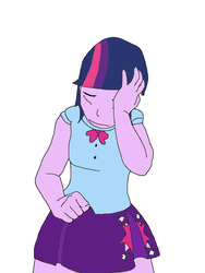 Size: 576x768 | Tagged: safe, twilight sparkle, equestria girls, g4, color, facepalm, trace