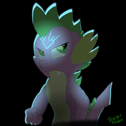 Size: 1000x1000 | Tagged: safe, artist:tezcatl-ayauhtli, spike, dragon quest, g4, my little pony: friendship is magic, badass, black background, crossover, dai no daibouken, simple background