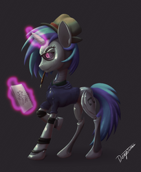 Size: 1244x1516 | Tagged: safe, artist:ai-battle-programer, dj pon-3, vinyl scratch, robot, g4, female, simple background, solo