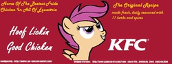 Size: 850x315 | Tagged: safe, artist:pinkie-pie-time, scootaloo, g4, kfc, scootachicken