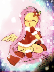 Size: 500x666 | Tagged: safe, artist:leventy, fluttershy, g4, christmas, clothes, female, solo