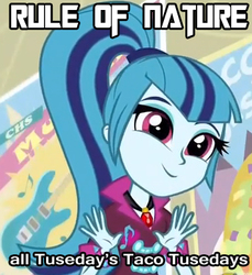 Size: 355x387 | Tagged: safe, sonata dusk, equestria girls, g4, my little pony equestria girls: rainbow rocks, cute, konami, metal gear, metal gear rising, misspelling, new meme, smiling, sonatabetes, sonataco, taco tuesday, that girl sure loves tacos, that siren sure does love tacos