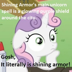 Size: 500x500 | Tagged: safe, shining armor, sweetie belle, g4, exploitable meme, image macro, meme, sudden clarity sweetie belle