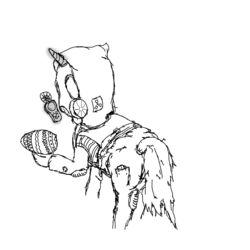 Size: 1800x1800 | Tagged: safe, artist:metropony, pony, easter, easter egg, monochrome, ponified, s.t.a.l.k.e.r., solo