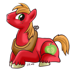 Size: 760x770 | Tagged: safe, artist:samonferrari, big macintosh, earth pony, pony, g4, male, prone, smiling, solo