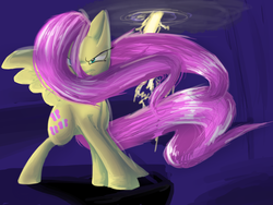 Size: 2000x1500 | Tagged: safe, artist:flameicewolf, fluttershy, pony, g4, angry, female, lightning, solo