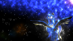 Size: 3840x2160 | Tagged: safe, artist:fuge269, idw, princess luna, alicorn, pony, g4, comic, female, high res, mare, solo, space, vector, wallpaper