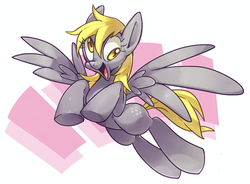Size: 800x588 | Tagged: safe, artist:lizizero, derpy hooves, pegasus, pony, g4, female, mare, smiling, solo, spread wings