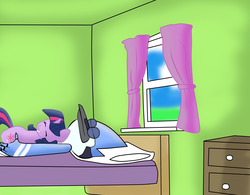 Size: 3269x2544 | Tagged: safe, artist:kaiamurosesei, twilight sparkle, g4, crossover, crossover shipping, high res, male, mordecai, mordetwi, regular show, shipping