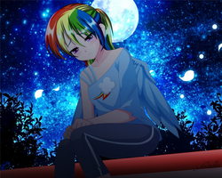Size: 3000x2404 | Tagged: safe, artist:srtagiuu, rainbow dash, human, g4, crying, cute, female, high res, humanized, sad, solo, srtagiuu is trying to murder us, winged humanization