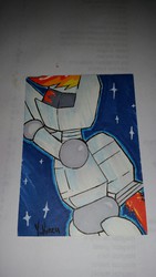 Size: 720x1280 | Tagged: safe, artist:yukinzu, rainbow dash, robot, .mov, g4, ambiguous gender, robodash, solo, traditional art