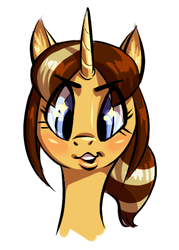 Size: 411x574 | Tagged: safe, artist:cuizhu, oc, oc only, oc:java chip, pony, bust, face, female, looking at you, mare, solo