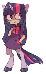 Size: 250x400 | Tagged: dead source, safe, artist:zilleniose-chu, twilight sparkle, satyr, g4, clothes, dress, female, satyrized, solo