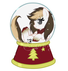 Size: 694x730 | Tagged: safe, artist:hikariviny, oc, oc only, oc:sweet lullaby, offspring, parent:doctor whooves, parent:roseluck, parents:doctorrose, snow globe, solo, tiny ponies
