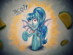 Size: 3264x2448 | Tagged: safe, artist:studlyhorn, sonata dusk, earth pony, pegasus, pony, g4, female, fin wings, fins, high res, ponified, solo, sonataco, that girl sure loves tacos, that pony sure does love tacos, that siren sure does love tacos, wings