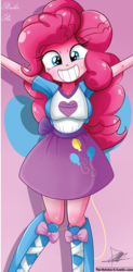 Size: 649x1321 | Tagged: safe, alternate version, artist:the-butch-x, part of a set, pinkie pie, equestria girls, g4, :d, beautiful, beautiful x, blushing, breasts, cute, cutie mark, cutie mark on equestria girl, diapinkes, explicit source, female, grin, smiling, solo