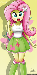 Size: 645x1321 | Tagged: safe, alternate version, artist:the-butch-x, part of a set, fluttershy, equestria girls, g4, armpits, beautiful, beautiful x, blushing, breasts, clothes, cute, cutie mark, cutie mark on equestria girl, explicit source, female, fluttershy's skirt, nail polish, shyabetes, skirt, solo, tank top