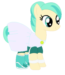 Size: 345x400 | Tagged: safe, artist:berrypunchrules, tennis match, earth pony, pony, g4, background human, clothes, equestria girls outfit, equestria girls ponified, ponified, solo