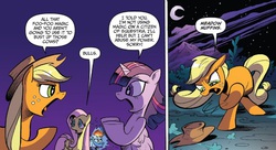 Size: 636x347 | Tagged: safe, artist:andypriceart, idw, official comic, applejack, fluttershy, rainbow dash, twilight sparkle, alicorn, earth pony, pegasus, pony, g4, spoiler:comic, spoiler:comic25, adventure in the comments, argument meme, comic, cropped, female, mare, speech bubble, swearing, twilight sparkle (alicorn)