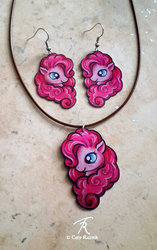 Size: 400x637 | Tagged: safe, artist:trollgirl, pinkie pie, g4, craft, earring, irl, jewelry, pendant, photo, solo