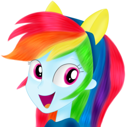 Size: 2000x2000 | Tagged: safe, artist:dragonfoorm, rainbow dash, equestria girls, g4, bust, cute, dashabetes, female, happy, high res, pony ears, simple background, solo, transparent background