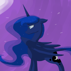 Size: 1600x1600 | Tagged: safe, artist:violetandblaire, princess luna, g4, female, floppy ears, night, solo