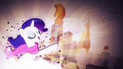 Size: 1920x1080 | Tagged: safe, artist:divideddemensions, artist:missbeigepony, rarity, g4, clothes, lens flare, manehattan, pose, scarf, vector, wallpaper