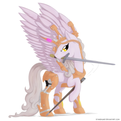 Size: 1350x1350 | Tagged: safe, artist:stinkehund, oc, oc only, cyborg, pegasus, pony, sword, weapon